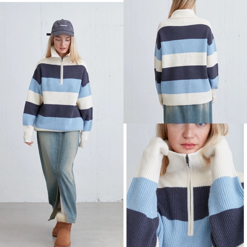 Oak + Fort Half Zip Sweater Size Small